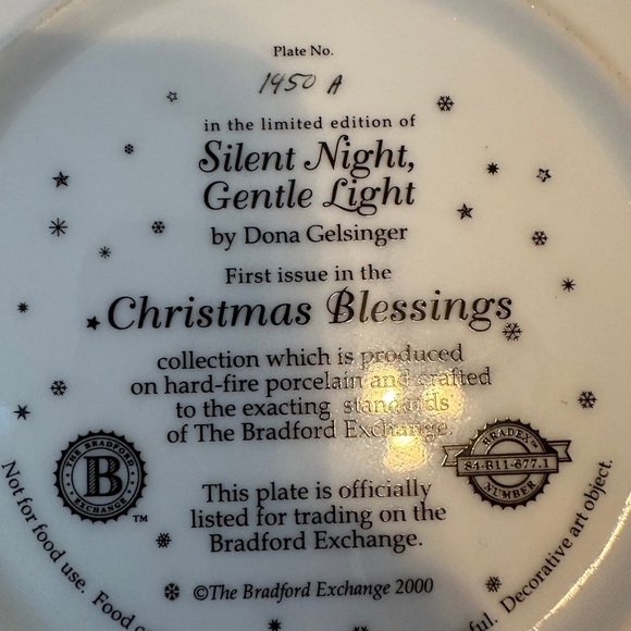 VTG The Bradford Exchange “Silent Night Gentle Night” Collectible Plate #1450A - Picture 4 of 5